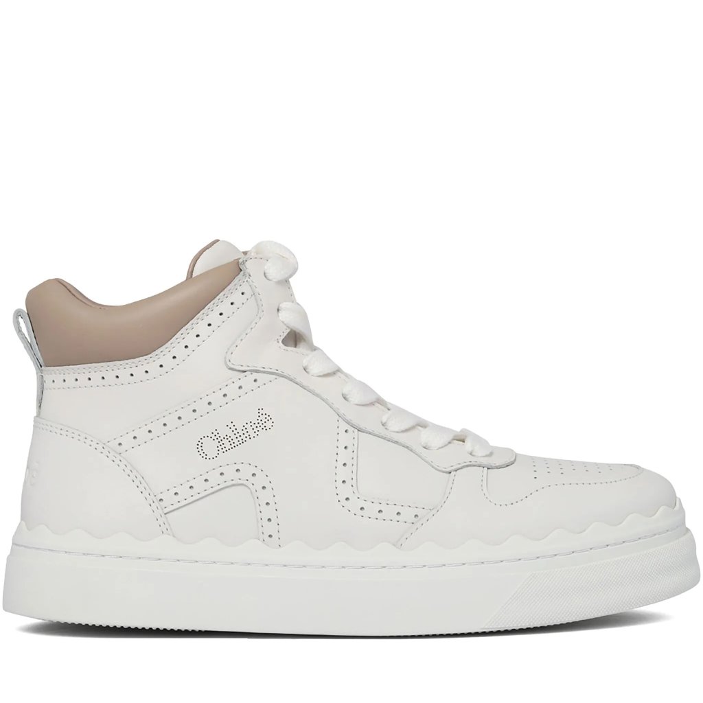 New Chloe Women's Leather High-Top Sneakers In Light Nude (White) Size 36 $790